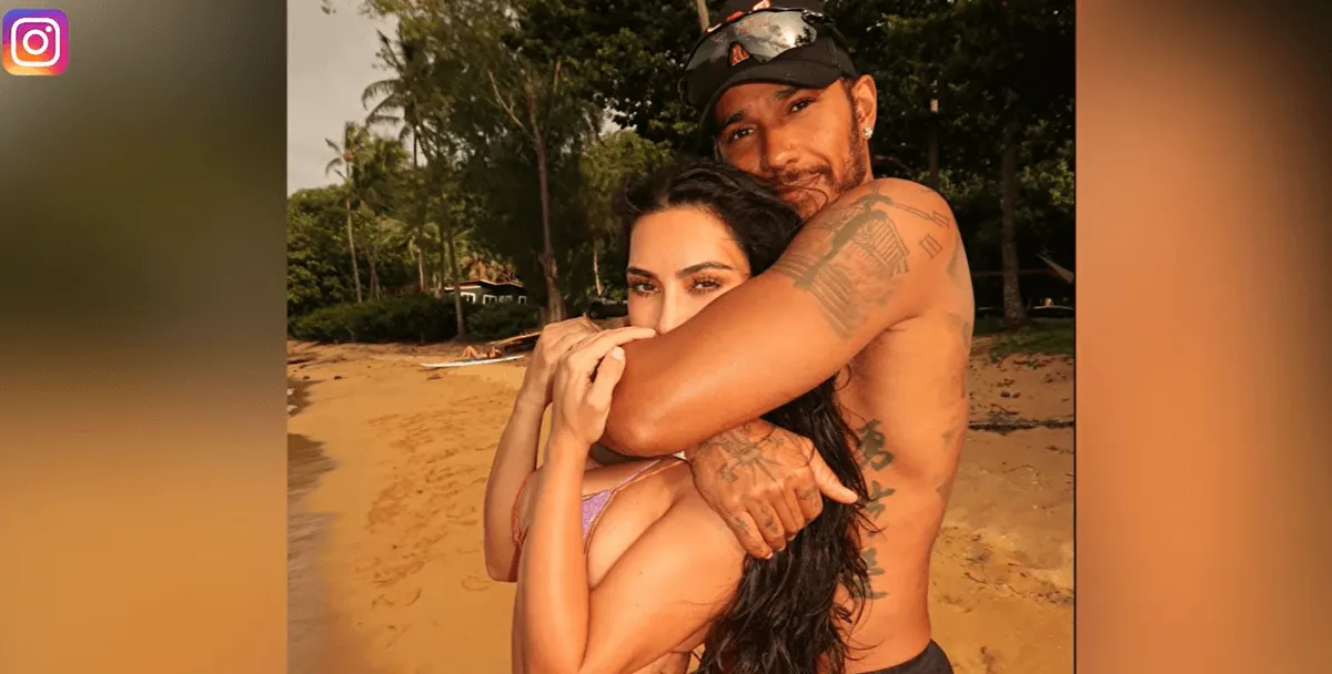 Kim Kardashian rocks nahé šaty na rande pri jazere s Lewisom Hamiltonom